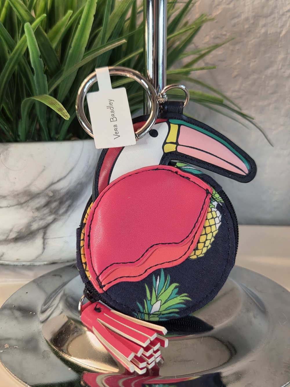 Vera Bradley Toucan Party Bag Charm Coin Purse Key Chain NWT
